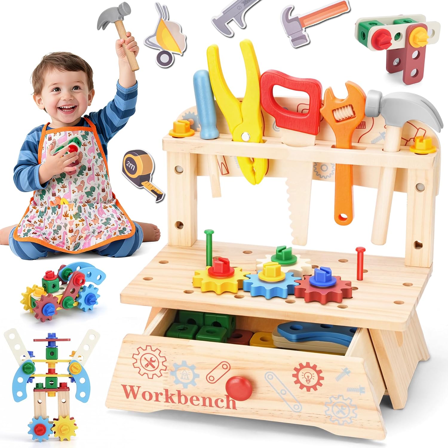 Gardening Tools For Toddlers - Bangku Perkakas Kayu untuk Anak-Anak, Mainan