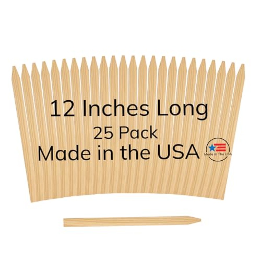 Garden Row Marker - 25 Paket Tiang Taman Kayu, Panjang